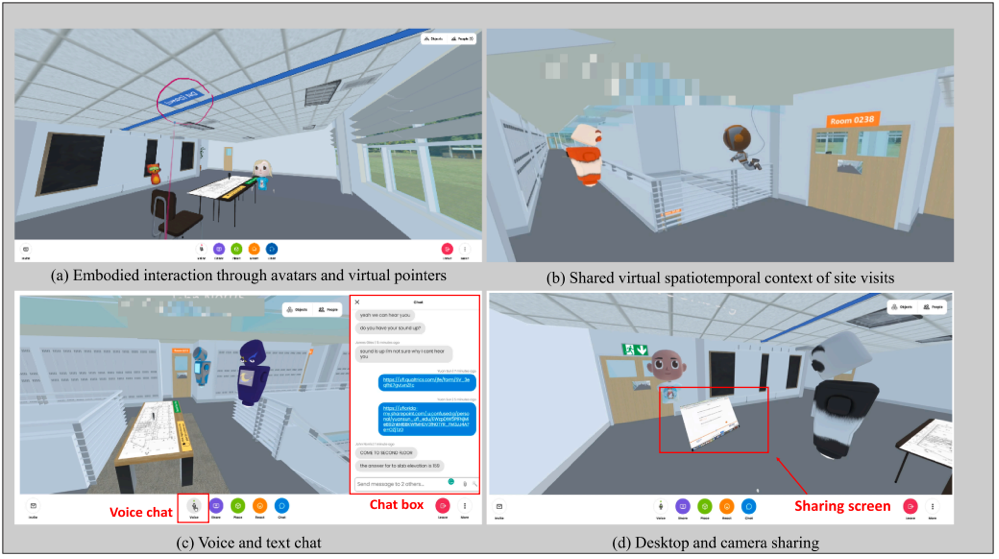 Rendering of a virtual classroom with chat and screen sharing features